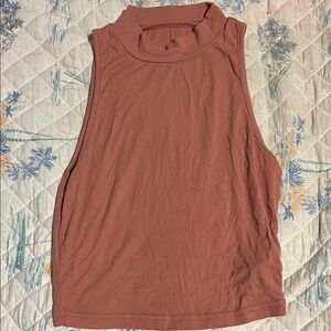SHEIN Sleeveless Mock Neck Top in Warm Brown